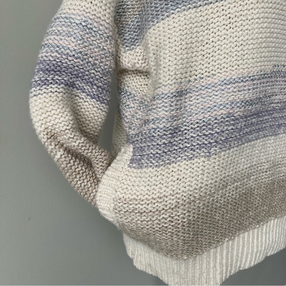 Victoria’s Secret Sweater Wool Blend Silver Sparkle Striped Women’s Small - Picture 3 of 11